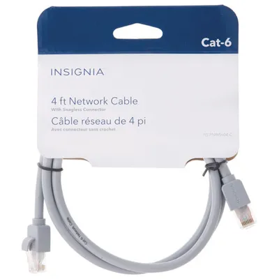 Insignia 1.2m (4 ft.) Cat6 Ethernet Cable - Grey - Only at Best Buy