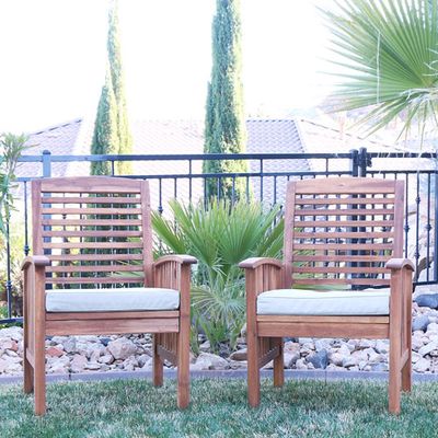 Traditional Patio Chair - Set of 2 - Brown