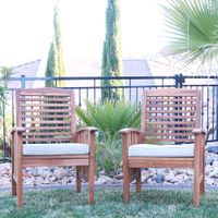 Traditional Patio Chair - Set of 2 - Brown