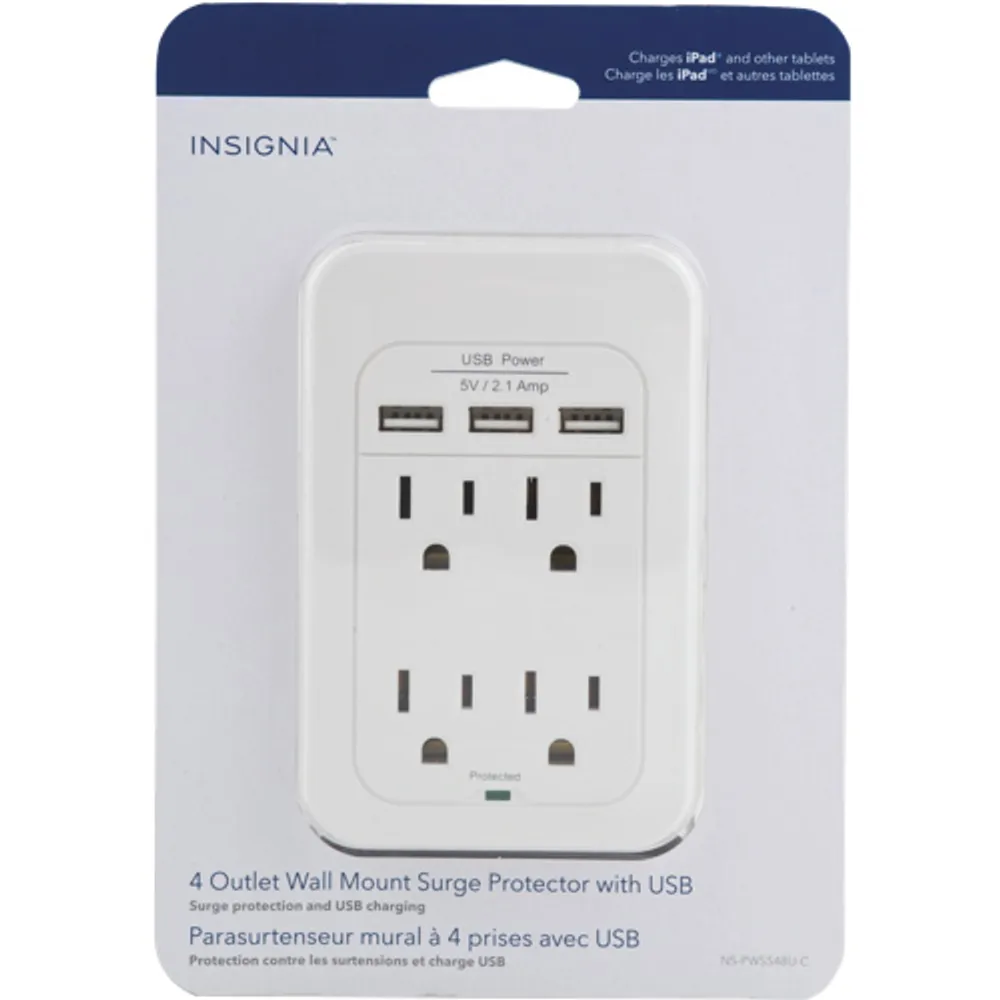 Insignia 4-Outlet Surge Protector With USB - Only at Best Buy