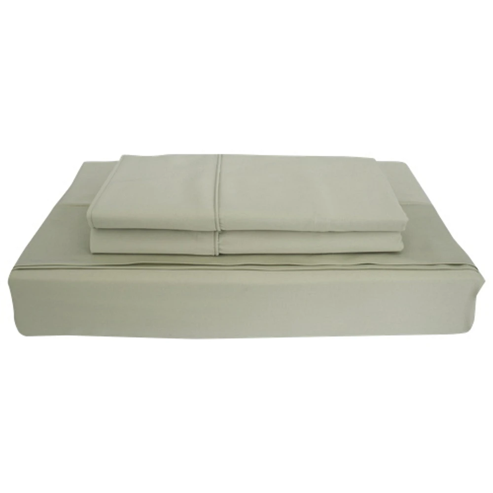 Ensemble de draps en rayonne contexture 310 Bamboo Solid de Maholi - Grand lit - Sauge
