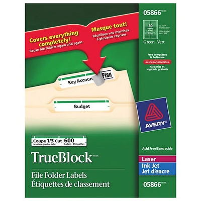 Avery Filing Labels (AVE05866) - 600 Pack - Green