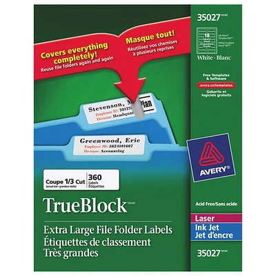 Extra large Avery Filing Labels (AVE35027) - 360 Pack - White