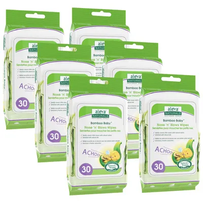 Aleva Naturals Bamboo Baby Nose 'n' Blows Wipes - Economy Pack - 180 Wipes