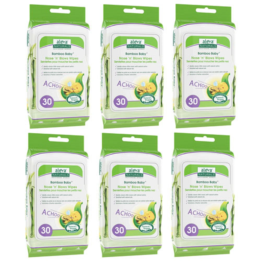 Aleva Naturals Bamboo Baby Nose 'n' Blows Wipes - Economy Pack - 180 Wipes