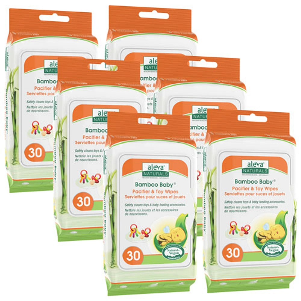 Lingettes Bamboo Baby pour suces et jouets d'Aleva Naturals - Paquet économique - 180 lingettes