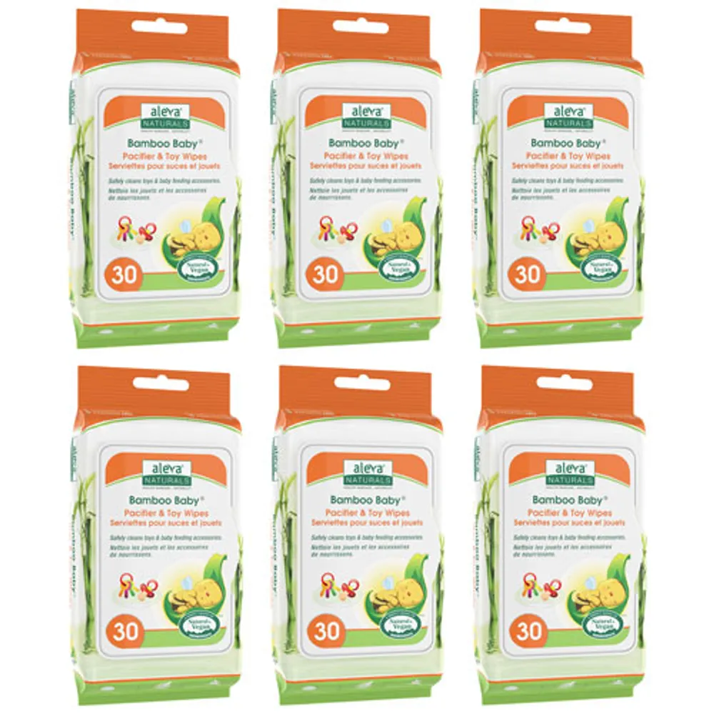 Lingettes Bamboo Baby pour suces et jouets d'Aleva Naturals - Paquet économique - 180 lingettes