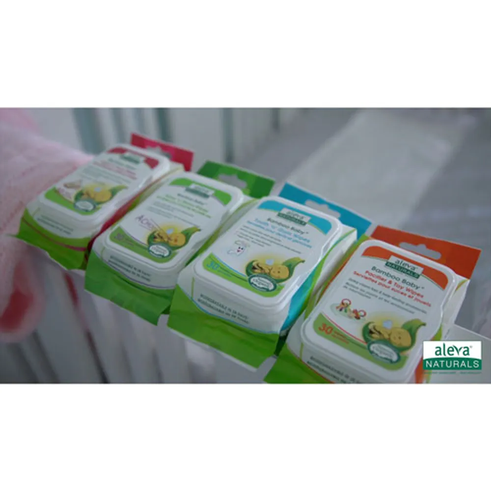 Lingettes Bamboo Baby pour suces et jouets d'Aleva Naturals - Paquet économique - 180 lingettes