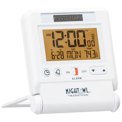 Marathon Travel Alarm Clock (CL030036WH) - White