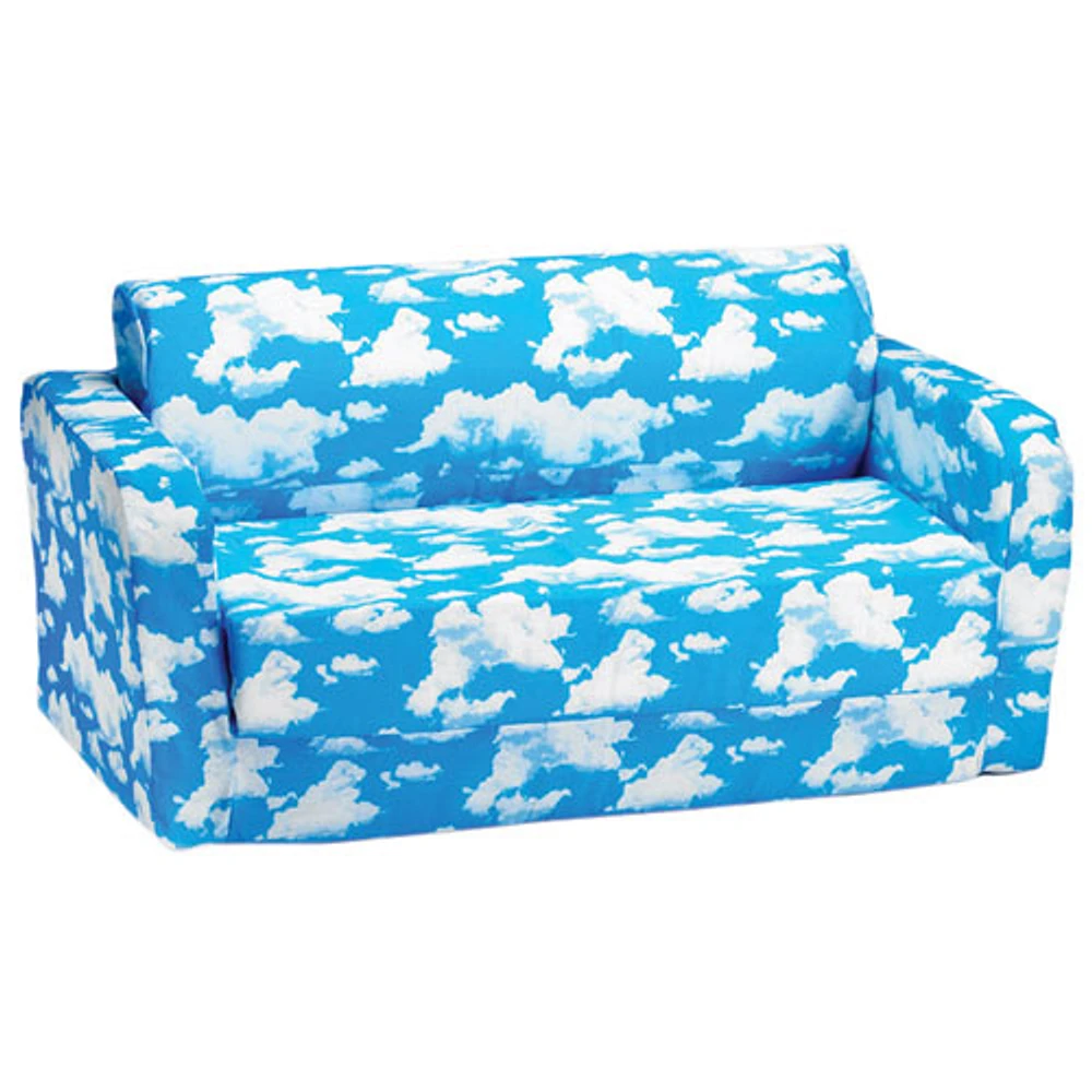 Sofa rabattable pour enfants de Comfy Kids - Bleu - Nuages blancs