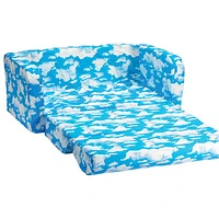 Sofa rabattable pour enfants de Comfy Kids - Bleu - Nuages blancs