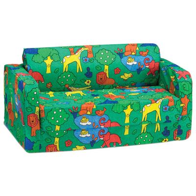 Comfy Kids - Kids Flip Sofa - Green Animal Print