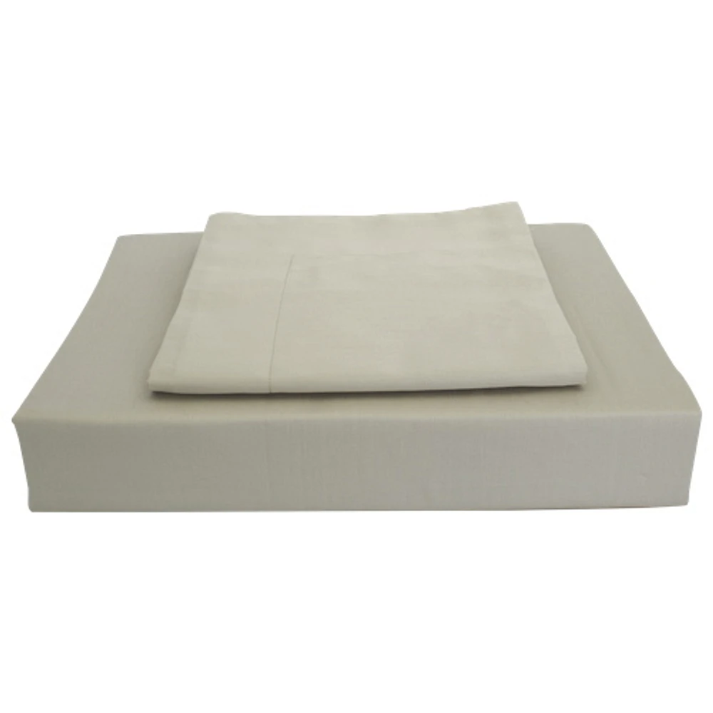 Ens. housse de couette en coton égyptien contexture 250 Solid de Maholi - Lit deux places - Taupe