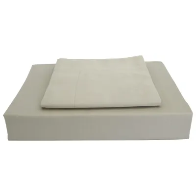 Ens. housse de couette en coton égyptien contexture 250 Solid de Maholi - Lit une place - Taupe