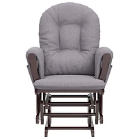 Fauteuil coulissant accoudoirs rembourrés et pouf Hoop de Storkcraft - Espresso - Tourbillon gris