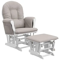 Stork Craft Hoop Custom Glider and Ottoman Set - White/Taupe Swirl