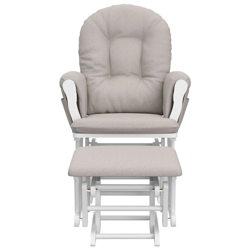 Stork Craft Hoop Custom Glider and Ottoman Set - White/Taupe Swirl