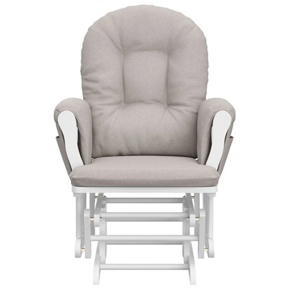 Stork Craft Hoop Custom Glider and Ottoman Set - White/Taupe Swirl