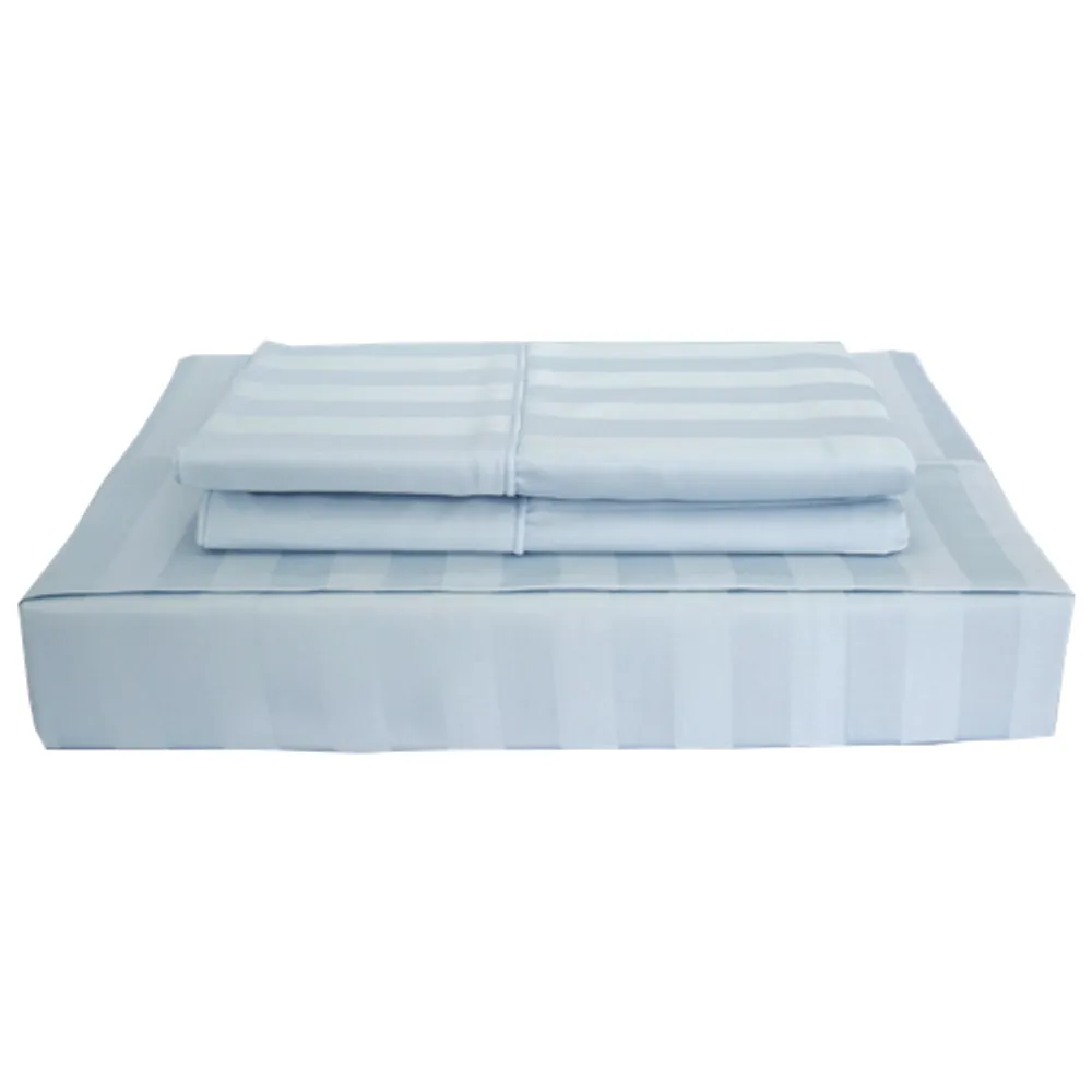 Maholi Damask Stripe Collection 310 Thread Count Rayon Sheet Set - Single/Twin - Blue