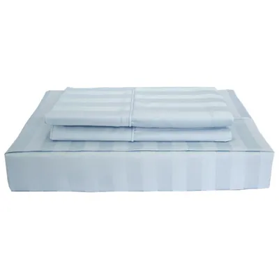 Maholi Damask Stripe Collection 310 Thread Count Rayon Sheet Set - Double/Full - Blue