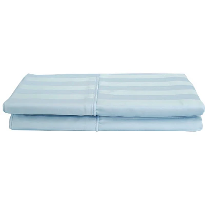 Ens. 2 taies d'oreiller en rayonne contexture 310 Damask Stripe de Maholi - Très grand lit - Bleu
