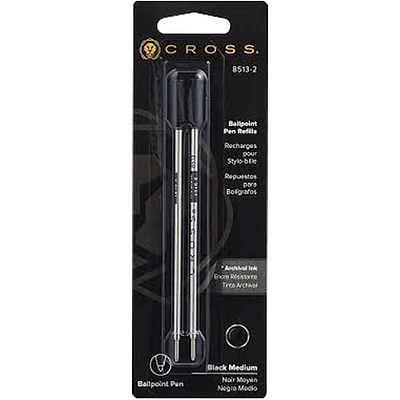 Recharge pour stylo à bille universel de Cross (CRO85132) - Paquet de 2 - Noir