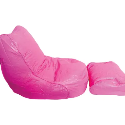 Modern Vinyl Bean Bag Lounger and Foot Rest Set