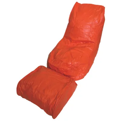 Modern Bean Bag Lounger and Foot Rest - Orange