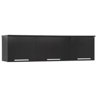 Coal Harbor Contemporary 3-Cabinet Floating Hutch - Black