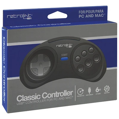 Manette USB Retrolink de Retro-Bit - Noir