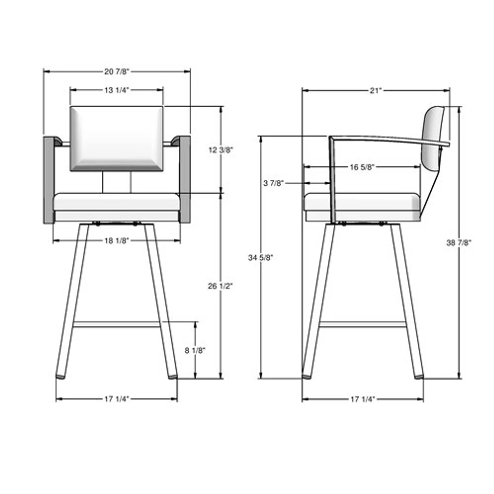 Tabouret de bar moderne à hauteur de comptoir Akers - Titane