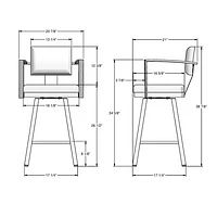 Akers Modern Counter Height Barstool - Titanium