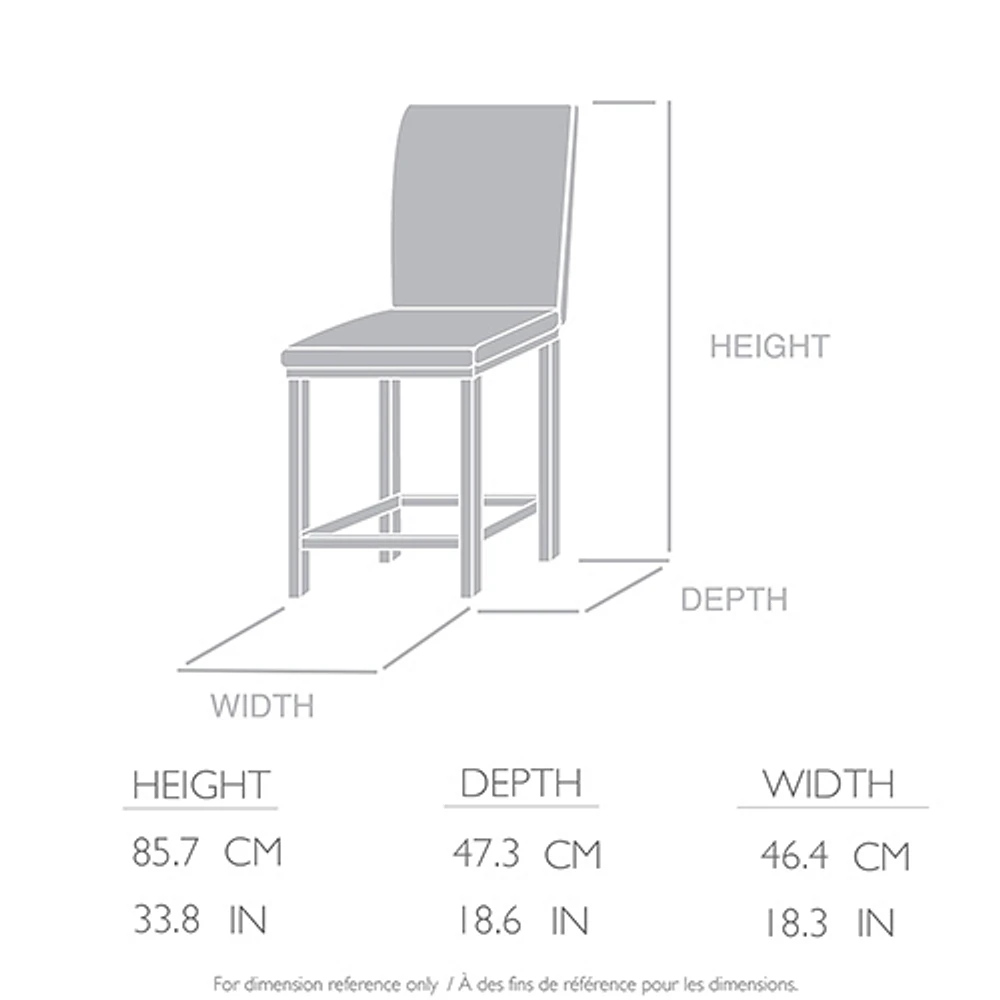 Tabouret de bar moderne à hauteur de comptoir Derek - Magnétite