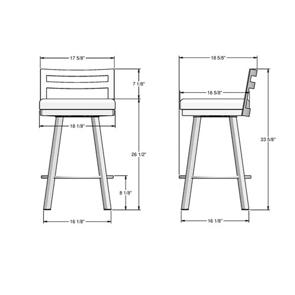 Tabouret de bar moderne à hauteur de comptoir Derek - Magnétite