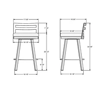 Derek Modern Counter Height Barstool - Magnetite