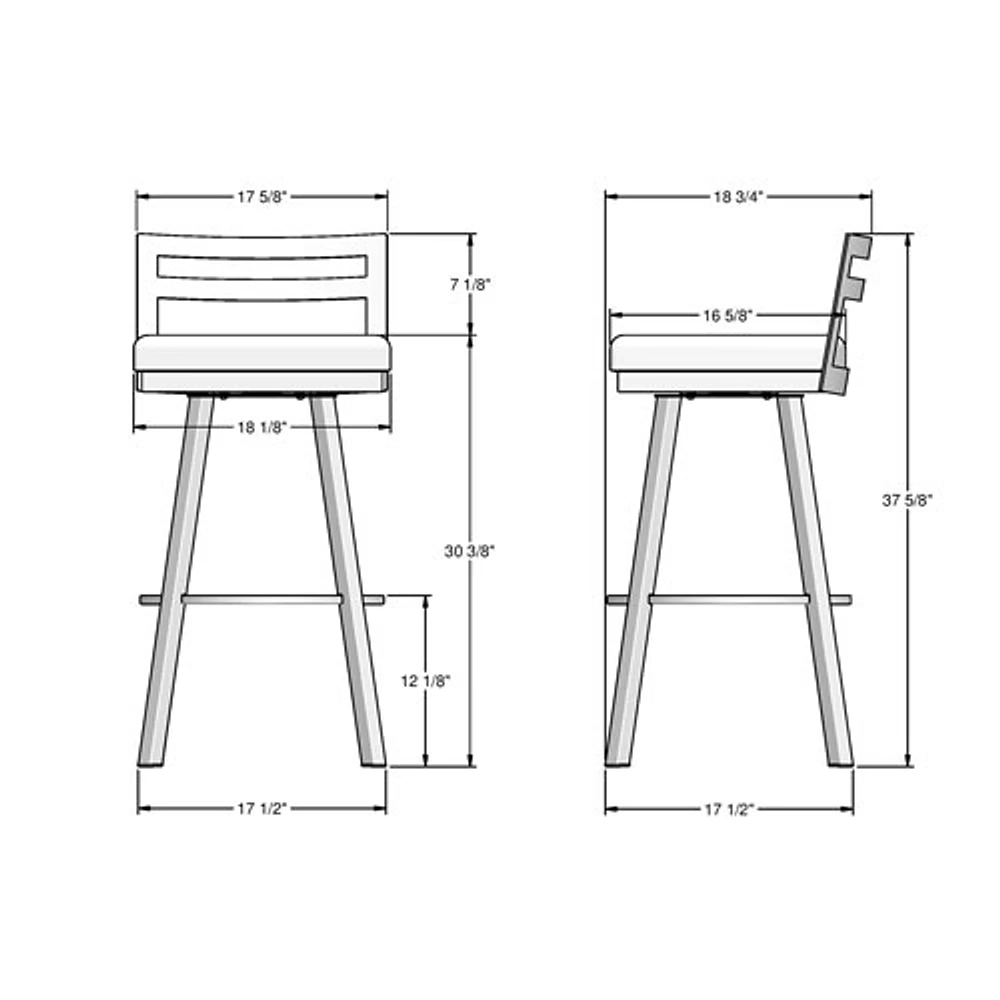 Tabouret de bar moderne à hauteur de bar Derek - Magnétite