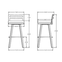 Tabouret de bar moderne à hauteur de bar Derek - Magnétite