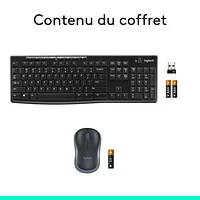 Ensemble avec clavier et souris sans fil MK270 de Logitech - Noir