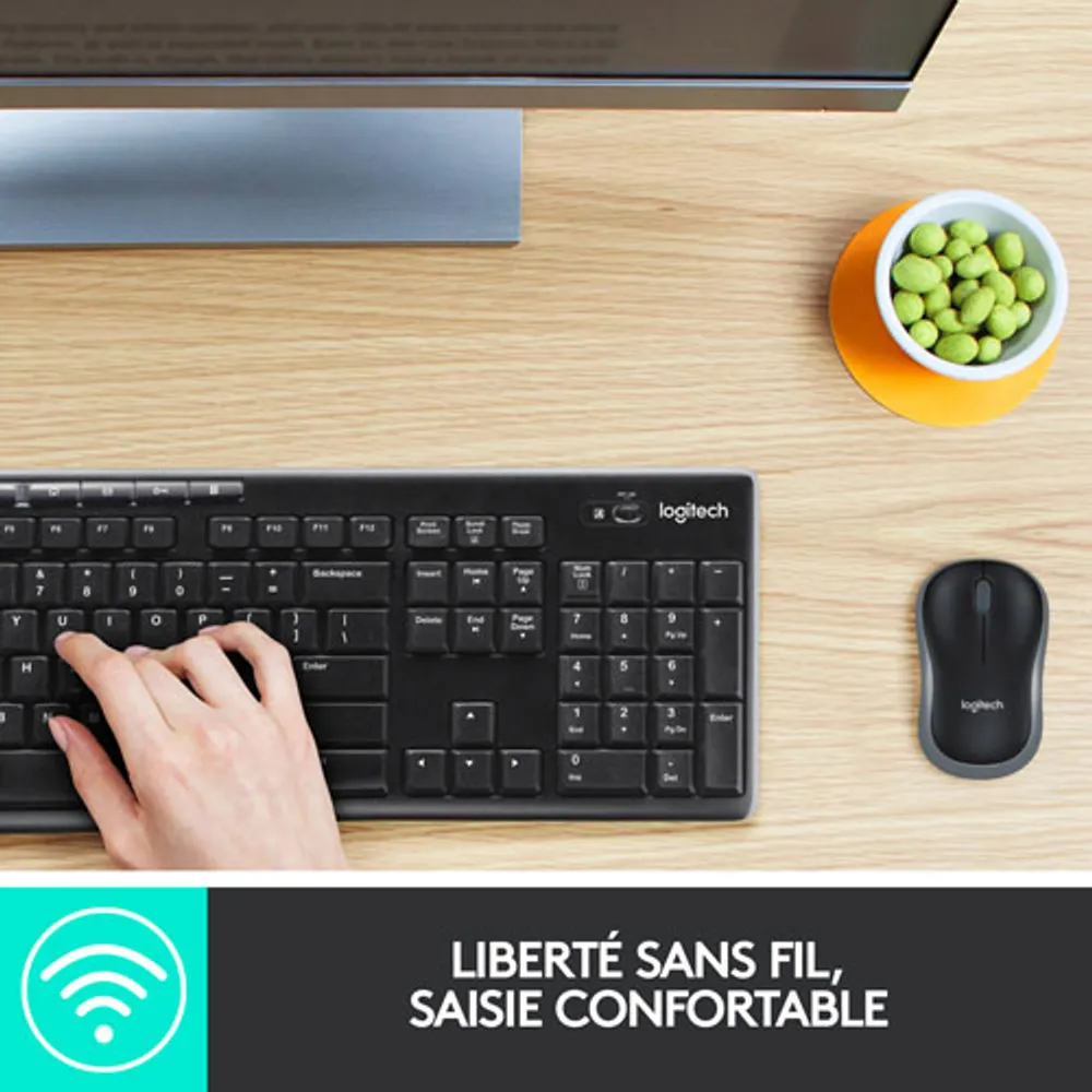 Ensemble avec clavier et souris sans fil MK270 de Logitech - Noir