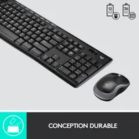 Ensemble avec clavier et souris sans fil MK270 de Logitech - Noir