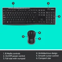 Logitech MK270 Wireless Keyboard & Mouse Combo - Black