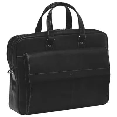 Mancini Colombian 17.3" RFID-Protected Leather Laptop/Tablet Briefcase - Black
