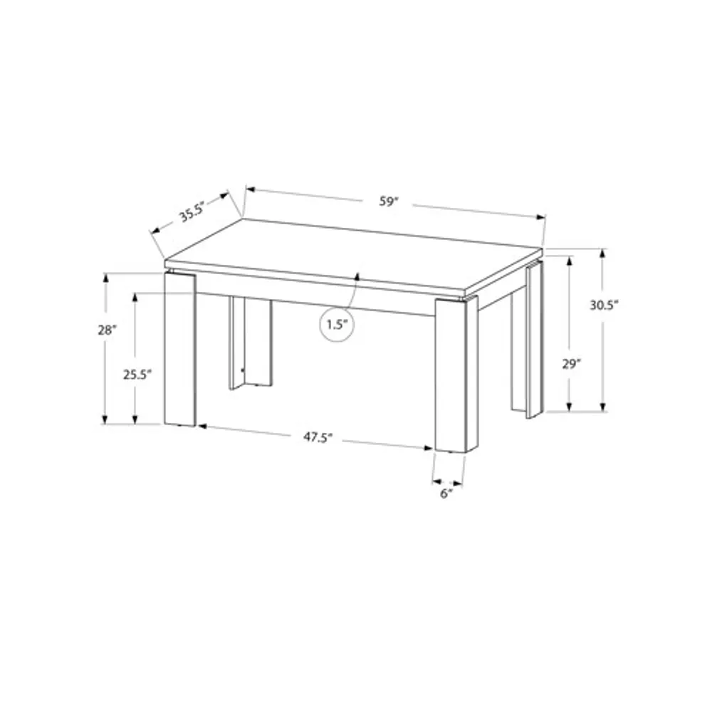 Contemporary 6-Seating Rectangular Dining Table - White