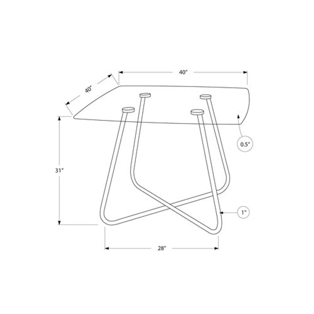 Table de salle à manger carrée pour 4 de style contemporain - Chromé