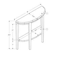 Contemporary Half-Moon Accent Table - White