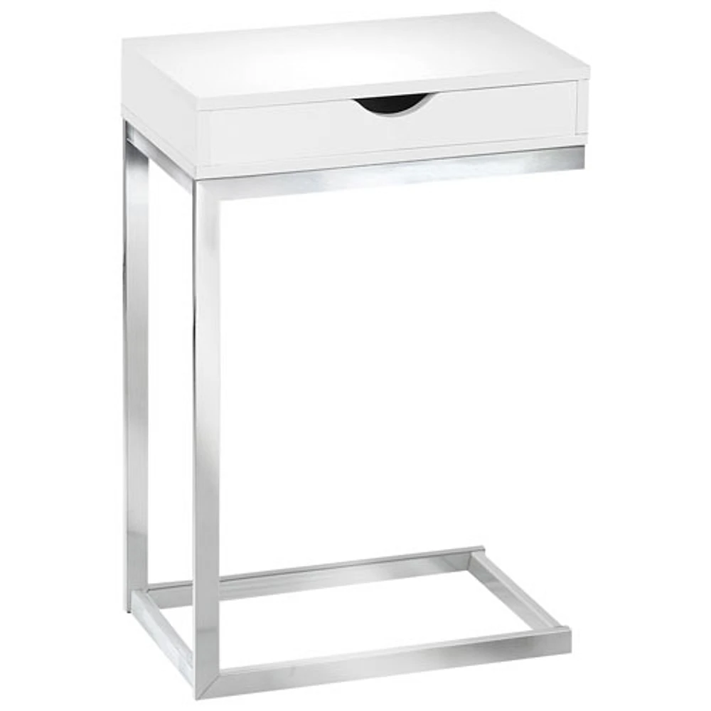 Contemporary Rectangular Accent Table with Storage Drawer - White