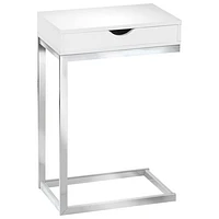 Contemporary Rectangular Accent Table with Storage Drawer - White