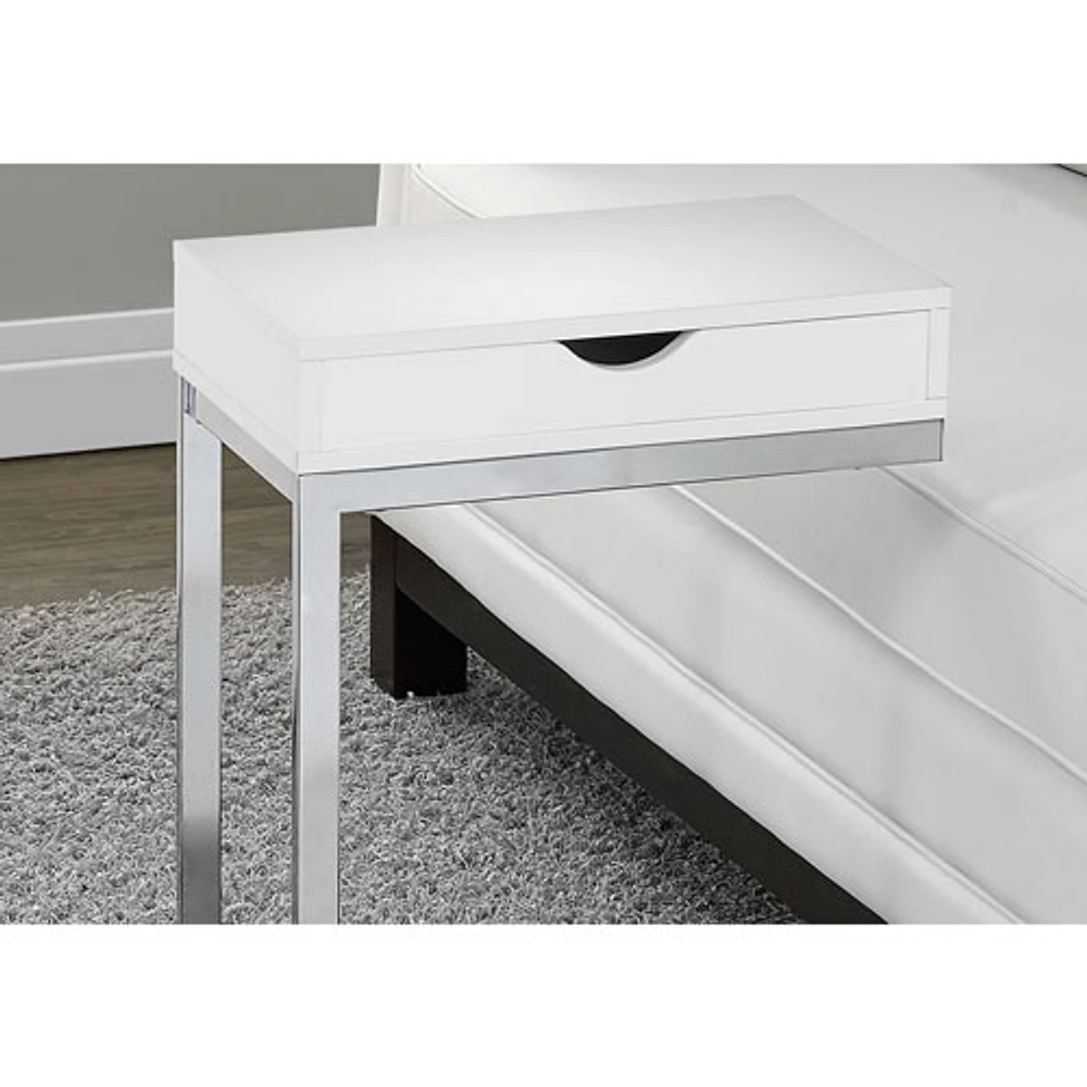 Contemporary Rectangular Accent Table with Storage Drawer - White