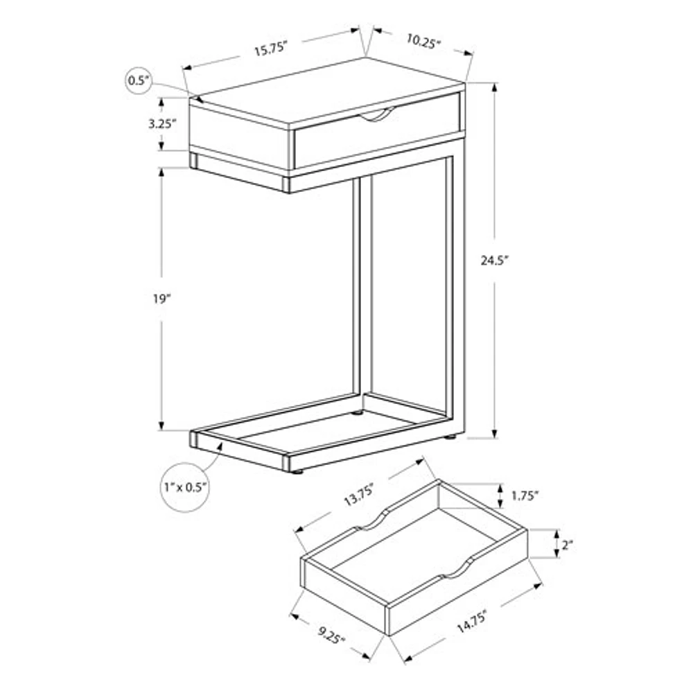 Contemporary Rectangular Accent Table with Storage Drawer - White