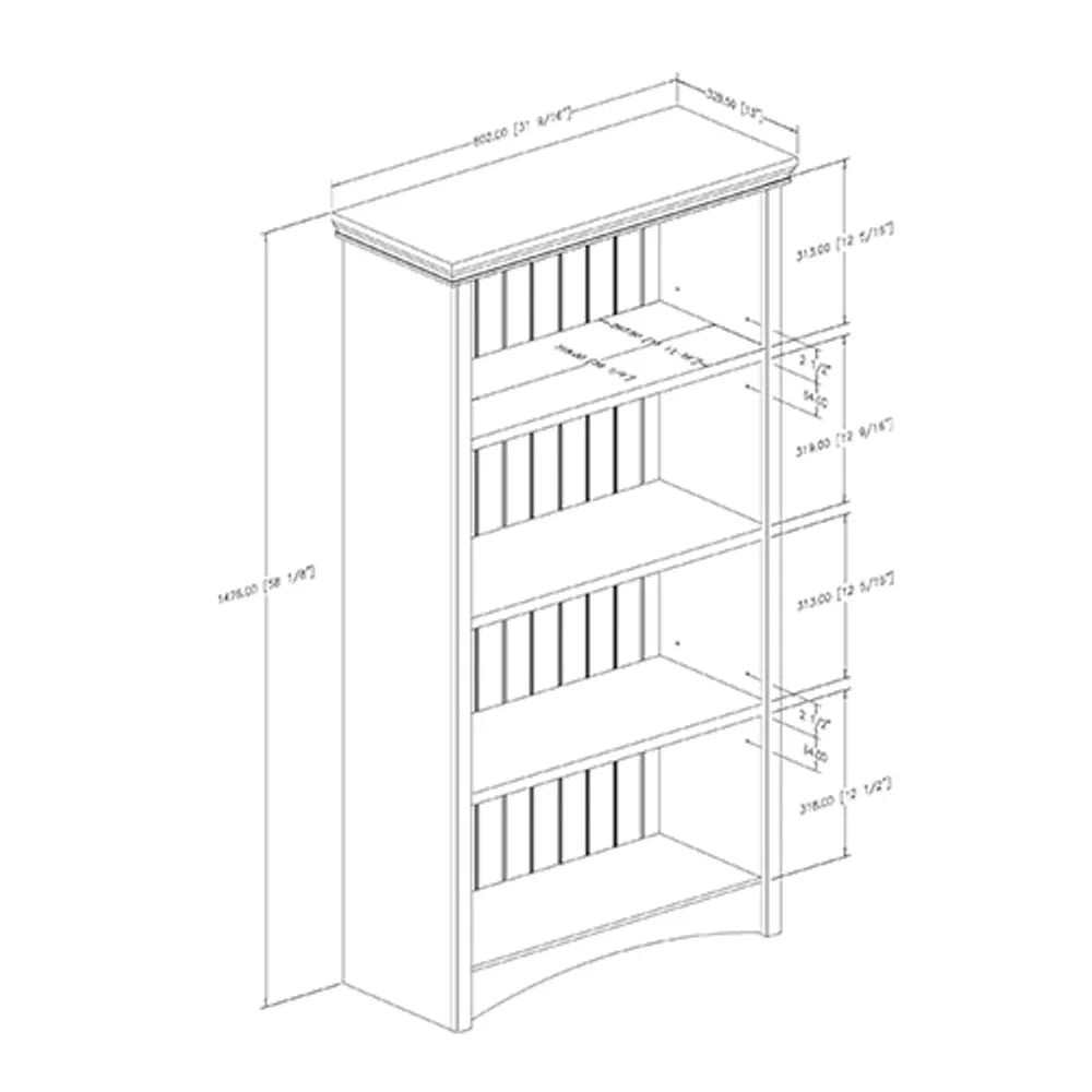 Gascony 58.3" 4-Shelf Bookcase - Pure White